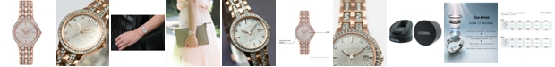 Citizen Women's Eco-Drive Crystal Accent Rose Gold-Tone Stainless Steel Bracelet Watch 28mm EW2348-56A